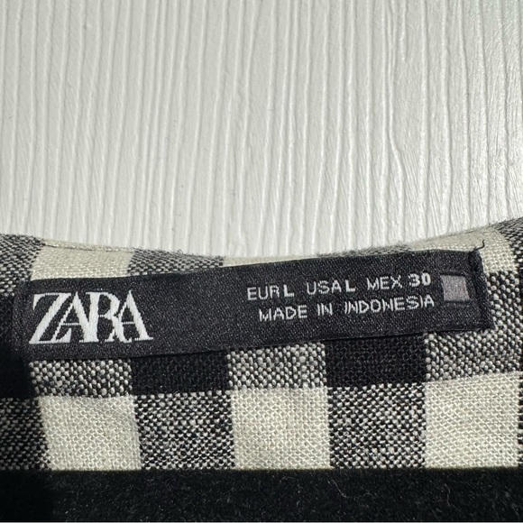 Zara Linen Blend Dress Black and White Size Large - Picture 5 of 14